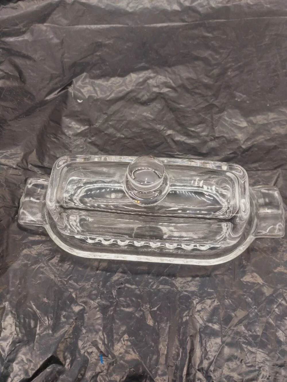 Glass Butter Dish with Lid for Countertop Clear Crystal Classic